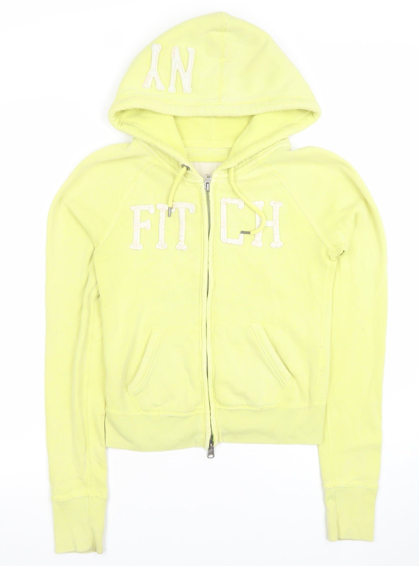 Abercrombie & Fitch Womens Yellow Full Zip Hoodie Size S Cotton Blend