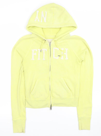 Abercrombie & Fitch Womens Yellow Full Zip Hoodie Size S Cotton Blend