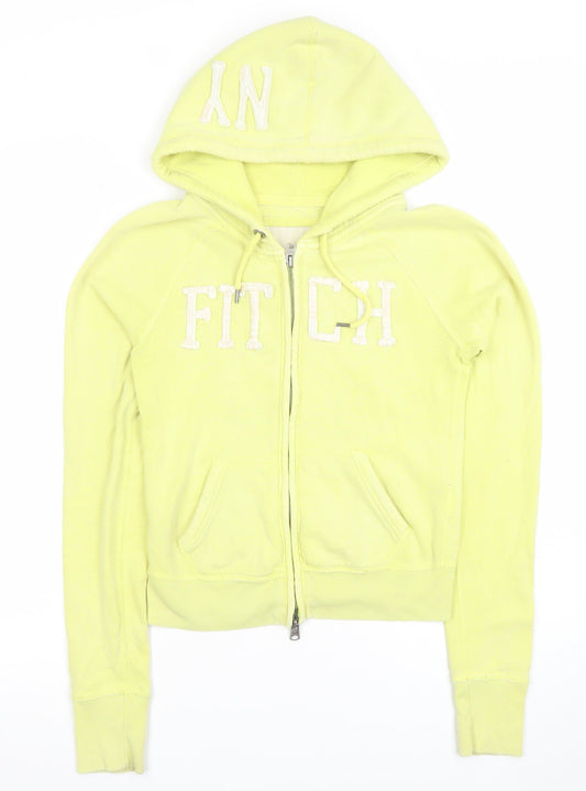 Abercrombie & Fitch Womens Yellow Full Zip Hoodie Size S Cotton Blend