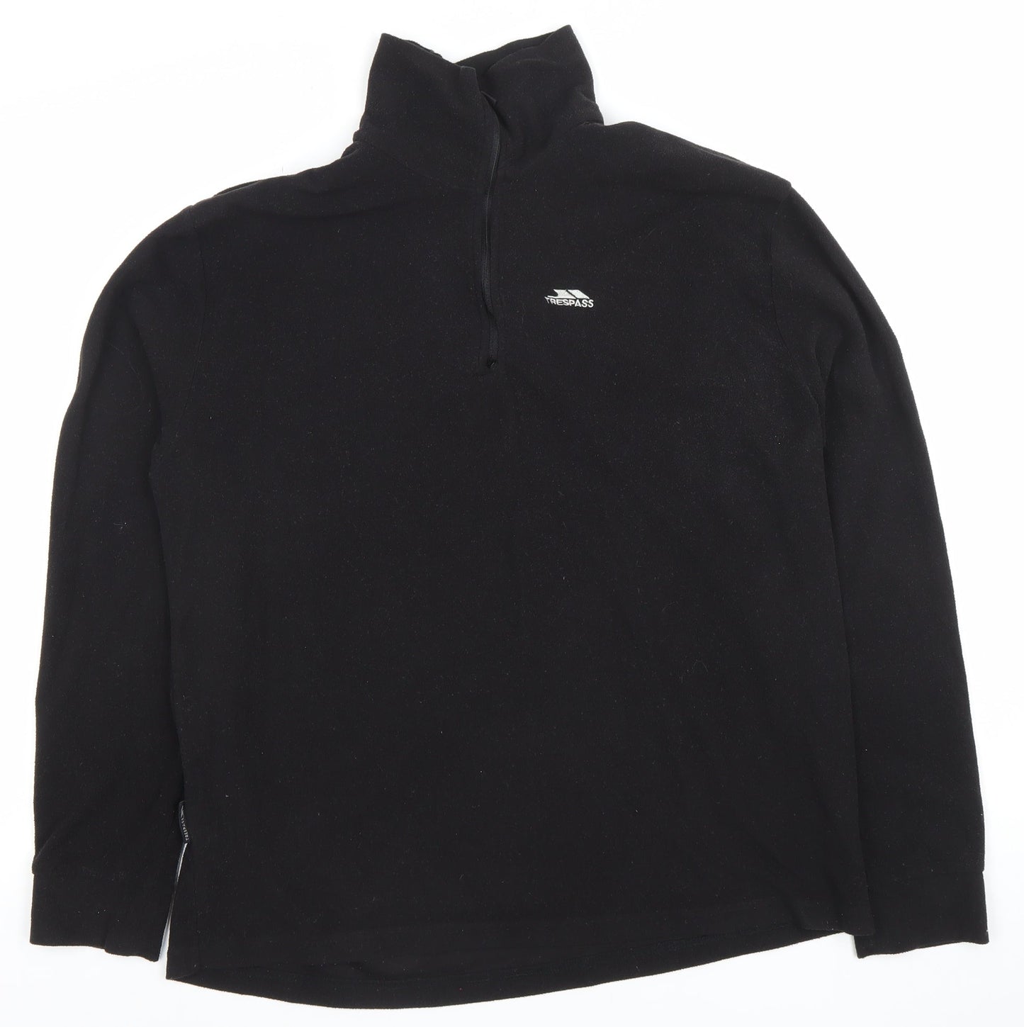 Trespass Men’s Black Fleece Sweatshirt Pullover 1/2 Zip Large Regular