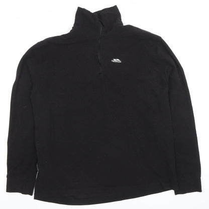 Trespass Men’s Black Fleece Sweatshirt Pullover 1/2 Zip Large Regular
