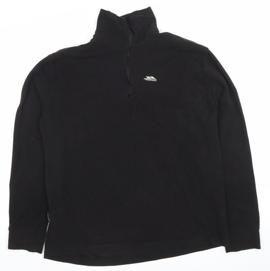 Trespass Men’s Black Fleece Sweatshirt Pullover 1/2 Zip Large Regular