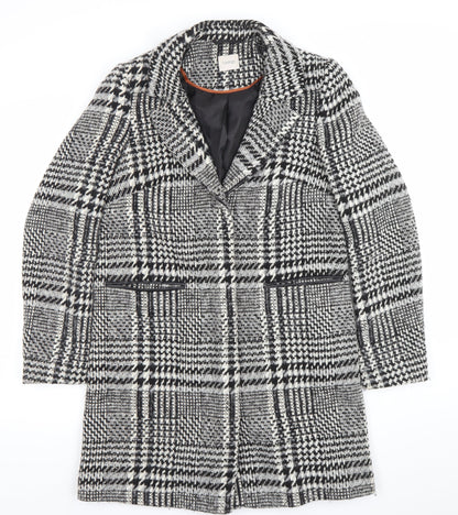 George Women’s Black Check Tweed Mid-Length Coat Size 10