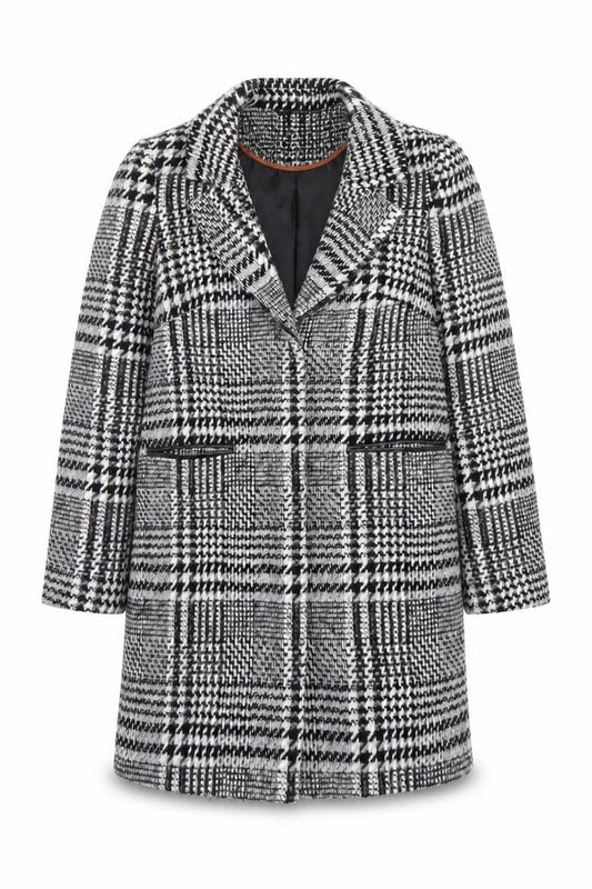 George Women’s Black Check Tweed Mid-Length Coat Size 10