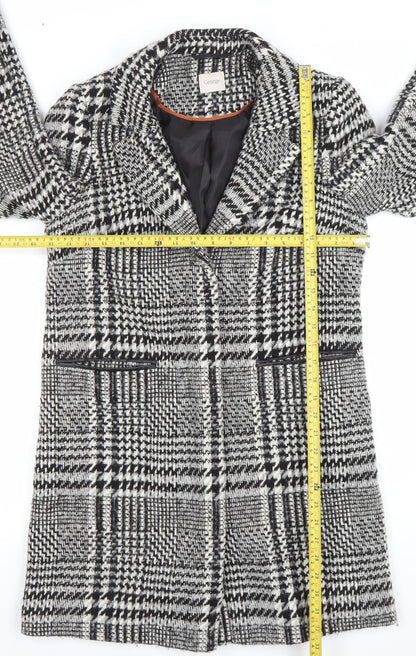 George Women’s Black Check Tweed Mid-Length Coat Size 10