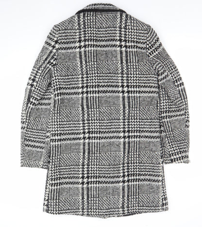 George Women’s Black Check Tweed Mid-Length Coat Size 10