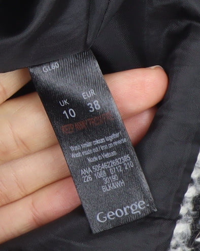 George Women’s Black Check Tweed Mid-Length Coat Size 10