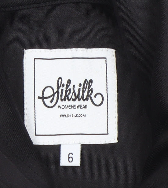 SikSilk Womens Black Size 6 Pullover Hoodie with Embroidered Logo