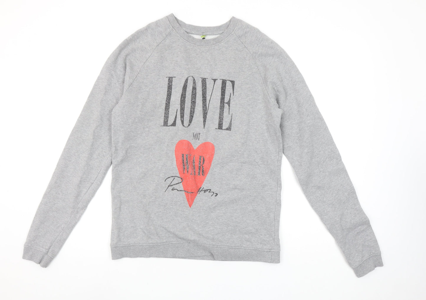 Rapanui Women's Grey 'Love Not War' Organic Cotton Sweatshirt - Size S