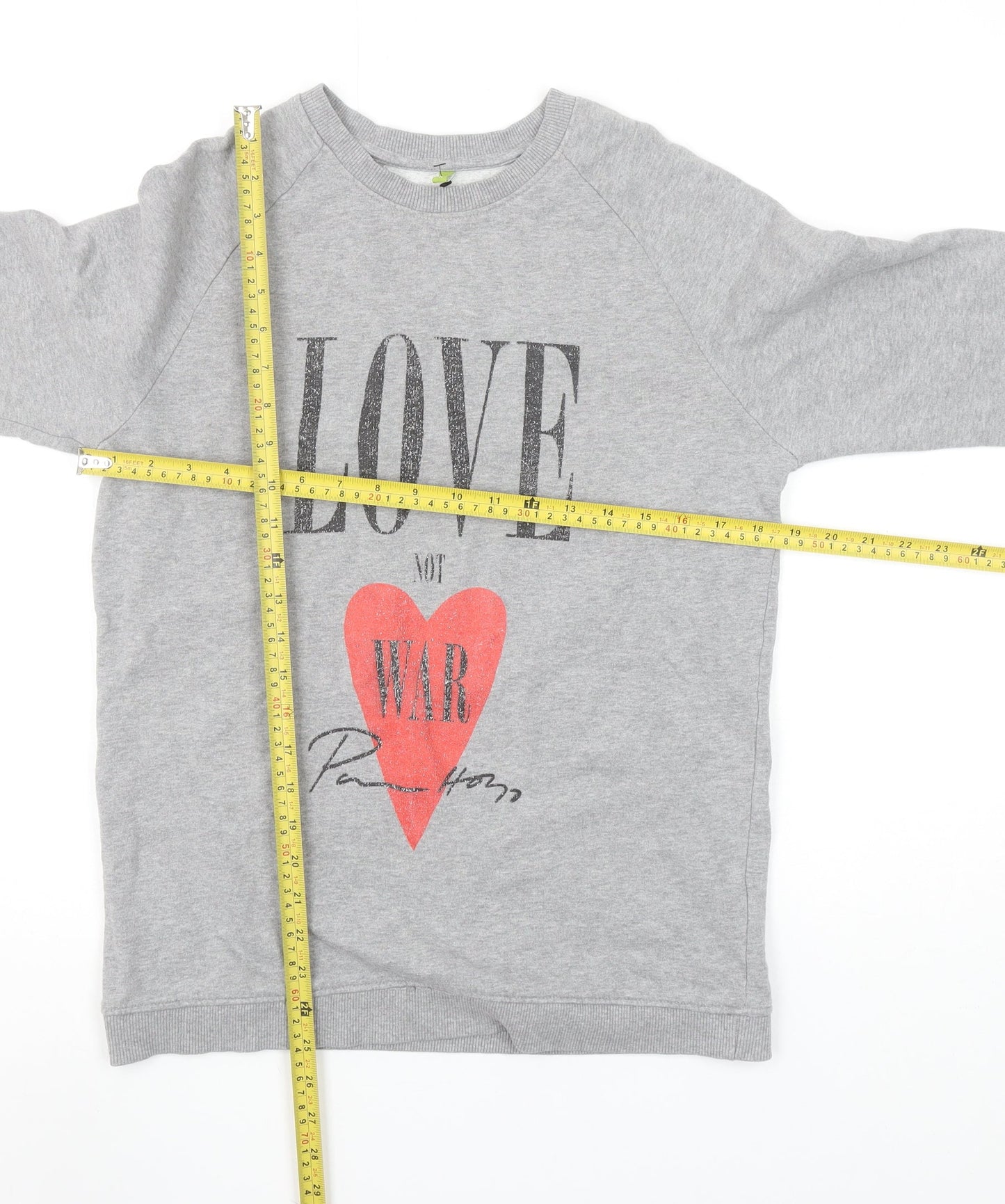 Rapanui Women's Grey 'Love Not War' Organic Cotton Sweatshirt - Size S