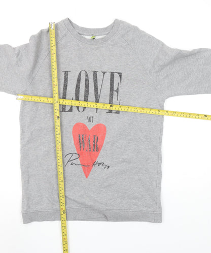 Rapanui Women's Grey 'Love Not War' Organic Cotton Sweatshirt - Size S