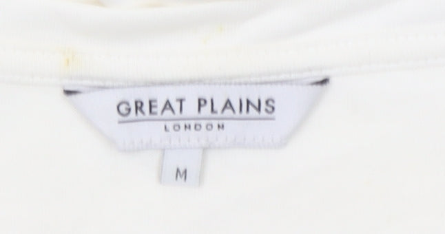 Great Plains Women Ivory Modal Blend Short Sleeve Boat Neck T-Shirt M