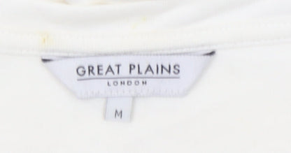 Great Plains Women Ivory Modal Blend Short Sleeve Boat Neck T-Shirt M