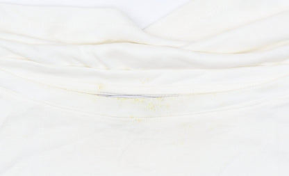 Great Plains Women Ivory Modal Blend Short Sleeve Boat Neck T-Shirt M