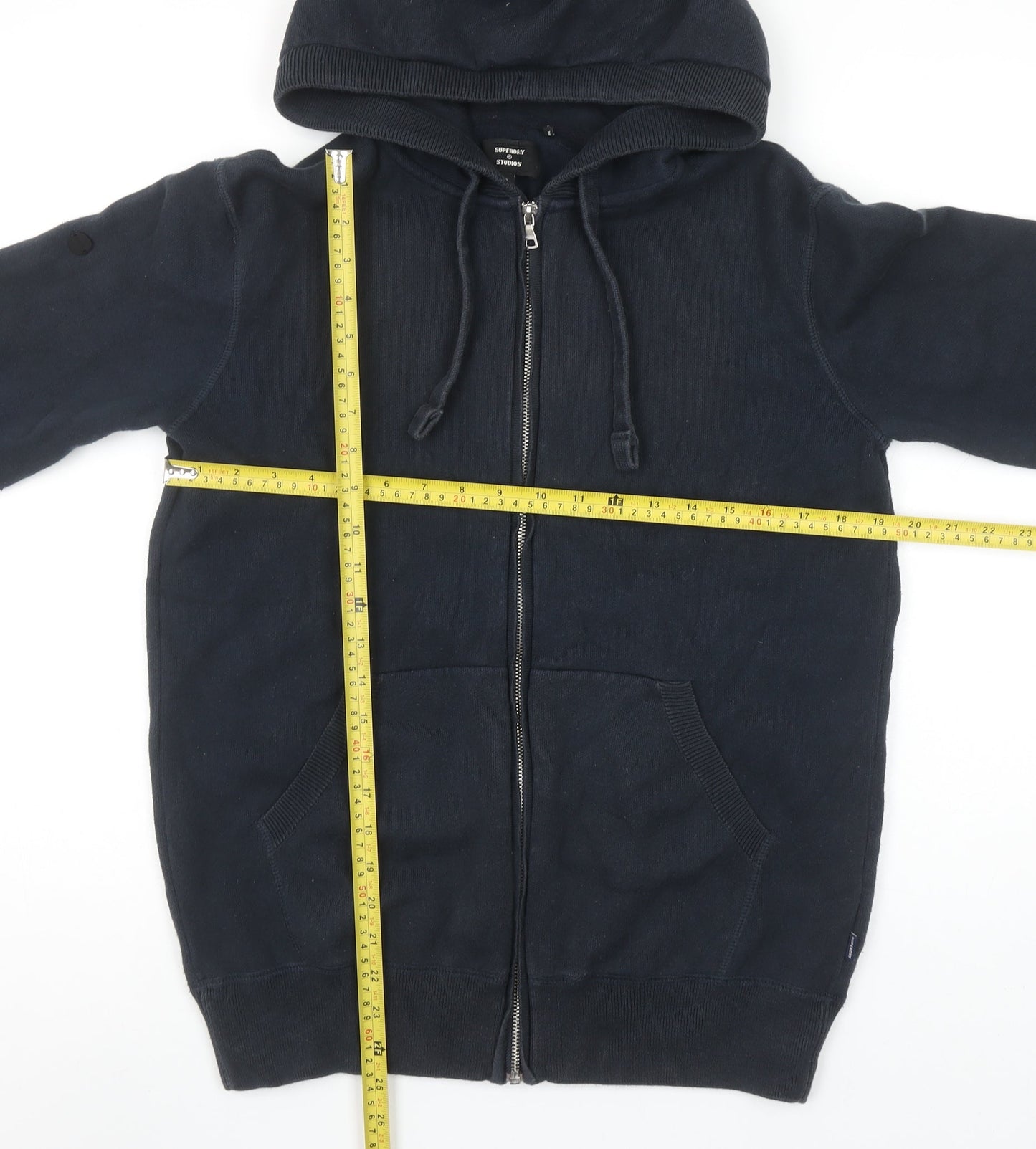 Superdry Men’s Blue Full Zip Hoodie Size S Cotton Blend