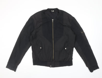 AllSaints Men's Black Bomber Jacket M Slim Fit Cotton Blend