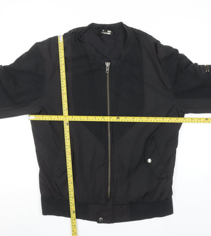 AllSaints Men's Black Bomber Jacket M Slim Fit Cotton Blend