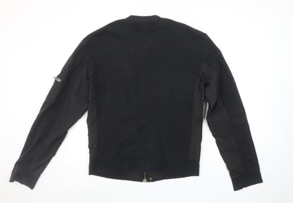 AllSaints Men's Black Bomber Jacket M Slim Fit Cotton Blend