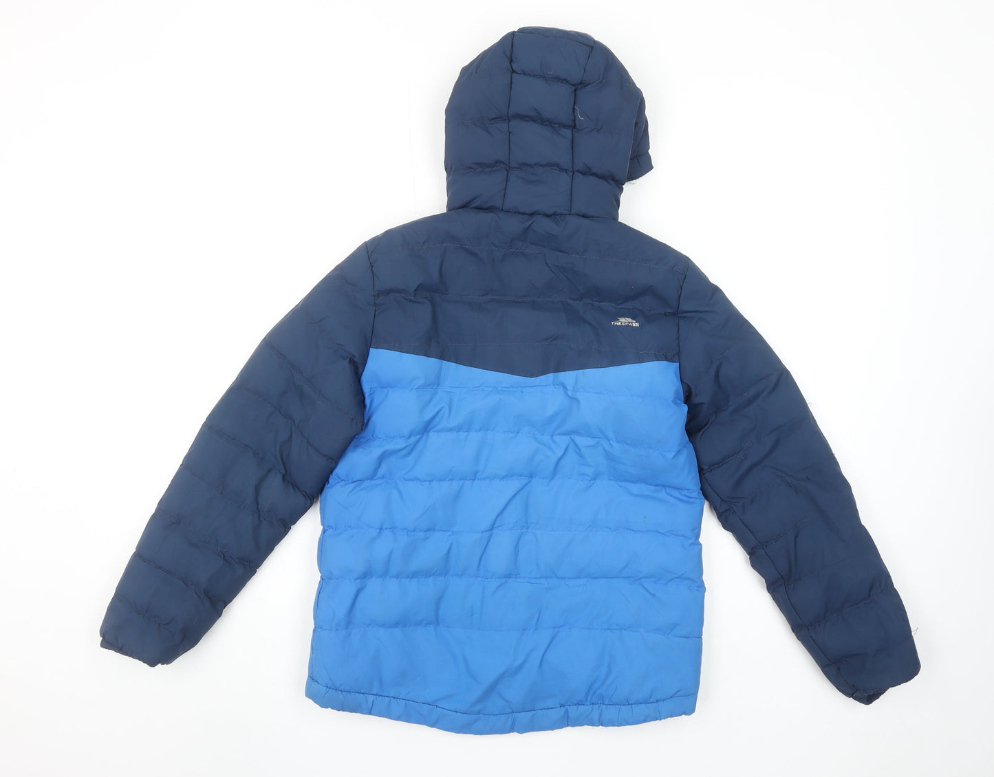 Trespass Boys Blue Hooded Puffer Jacket 9-10 Years Water Resistant Winter Coat