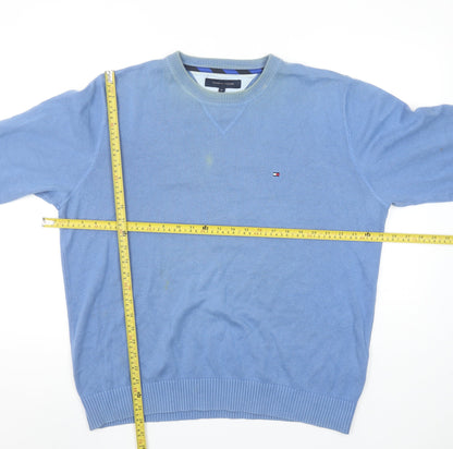 Tommy Hilfiger Men Blue XL Cotton Crew Neck Pullover Jumper