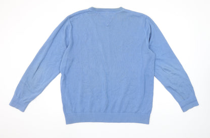 Tommy Hilfiger Men Blue XL Cotton Crew Neck Pullover Jumper