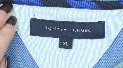 Tommy Hilfiger Men Blue XL Cotton Crew Neck Pullover Jumper