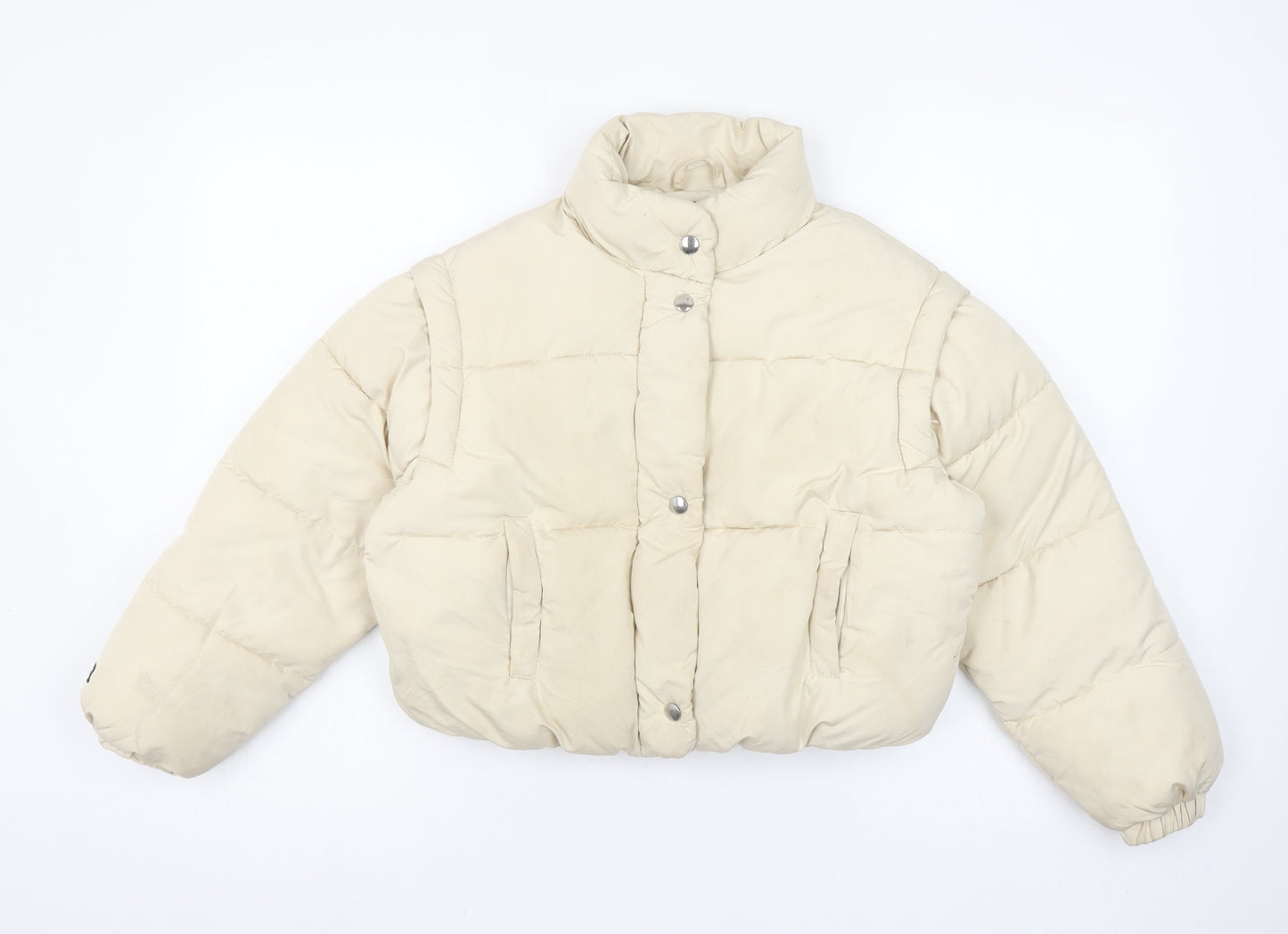 Bershka Girls Beige Puffer Jacket 10-12 Years Quilted Winter Coat