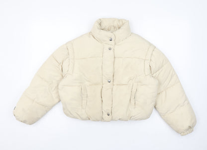 Bershka Girls Beige Puffer Jacket 10-12 Years Quilted Winter Coat