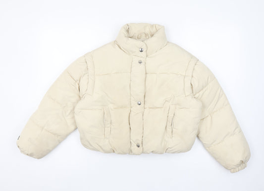 Bershka Girls Beige Puffer Jacket 10-12 Years Quilted Winter Coat