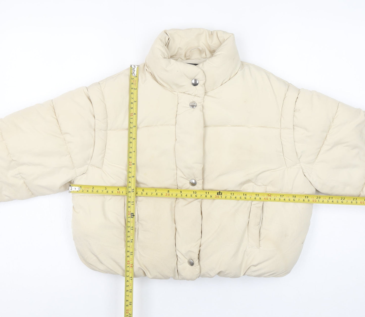 Bershka Girls Beige Puffer Jacket 10-12 Years Quilted Winter Coat