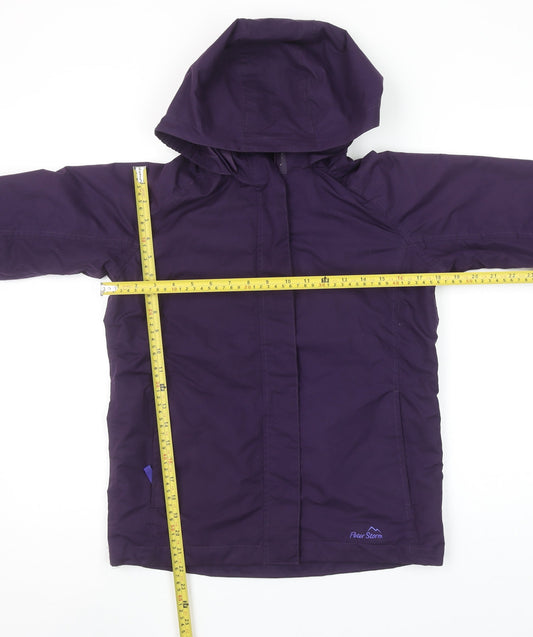 Peter Storm Girls Purple Waterproof Hooded Rain Coat Jacket 11-12 Years