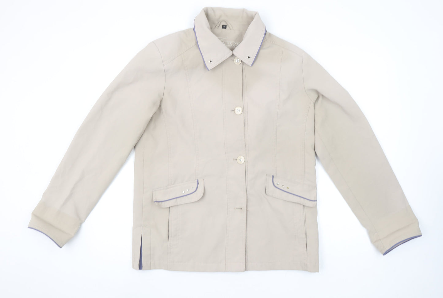 Finesse Women’s Beige Polyester Mid-Length Button Jacket Size 10