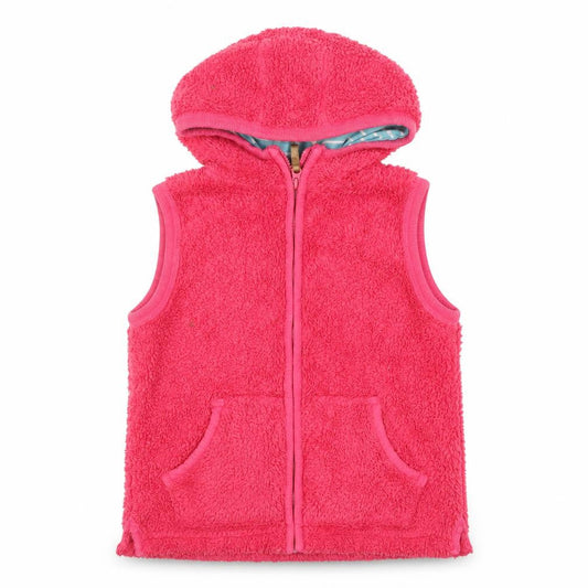 FatFace Girls Pink Hooded Fleece Bodywarmer 8-9 Years Cotton Zip Waistcoat