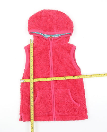 FatFace Girls Pink Hooded Fleece Bodywarmer 8-9 Years Cotton Zip Waistcoat