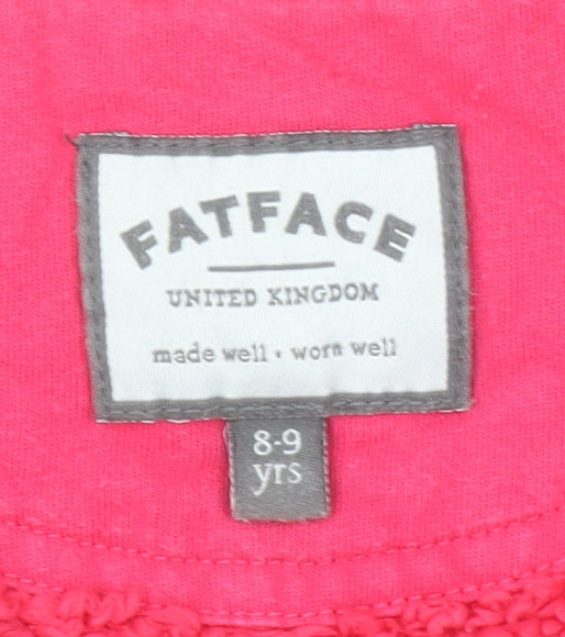FatFace Girls Pink Hooded Fleece Bodywarmer 8-9 Years Cotton Zip Waistcoat