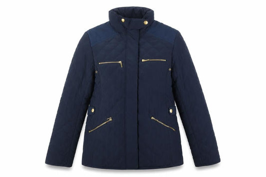 Zara Girls Blue Quilted Padded Jacket 13-14 Years Mid-Length Zip Winter Coat