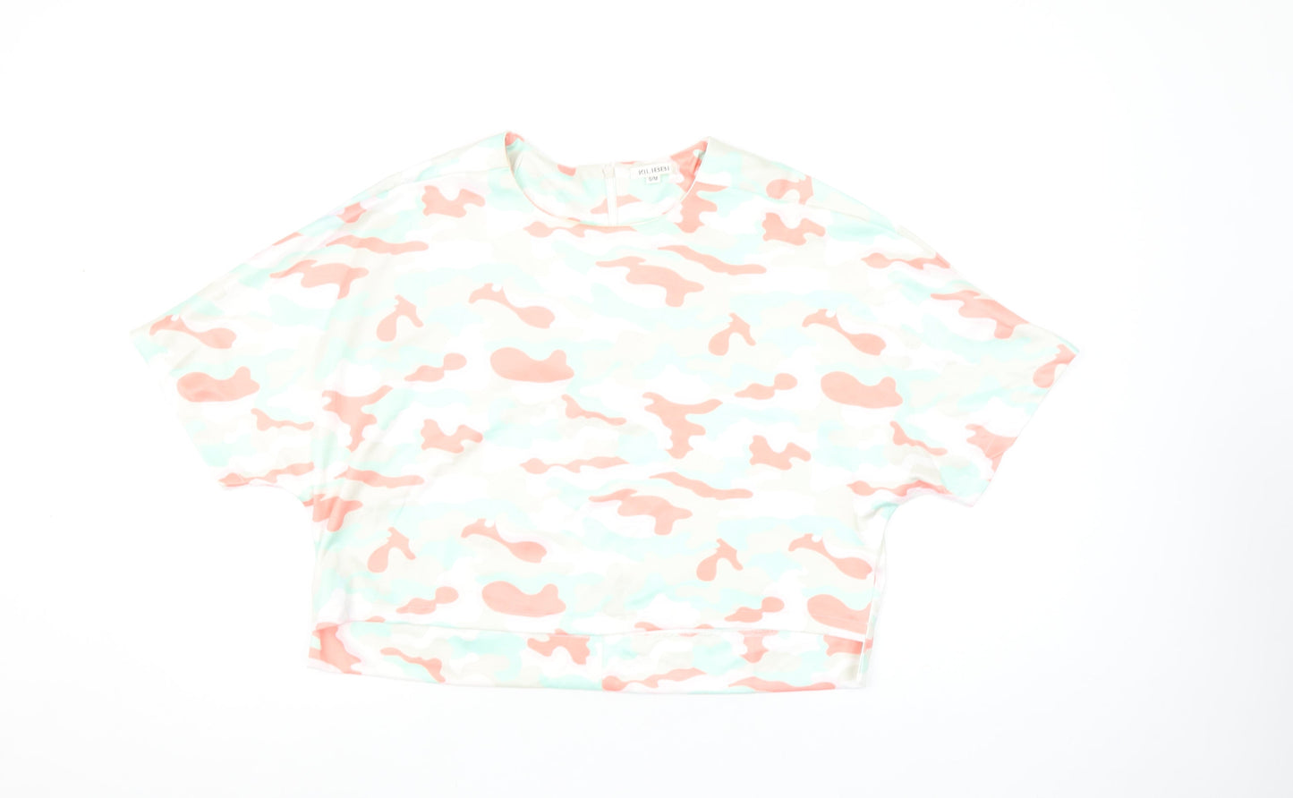 KILIBBI Womens Multicoloured Camouflage Cropped Cotton T-Shirt S