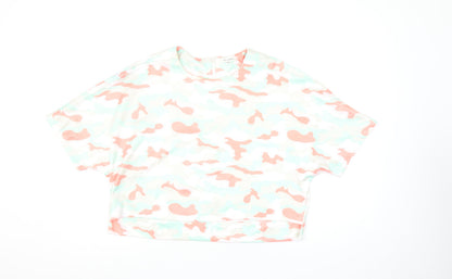 KILIBBI Womens Multicoloured Camouflage Cropped Cotton T-Shirt S