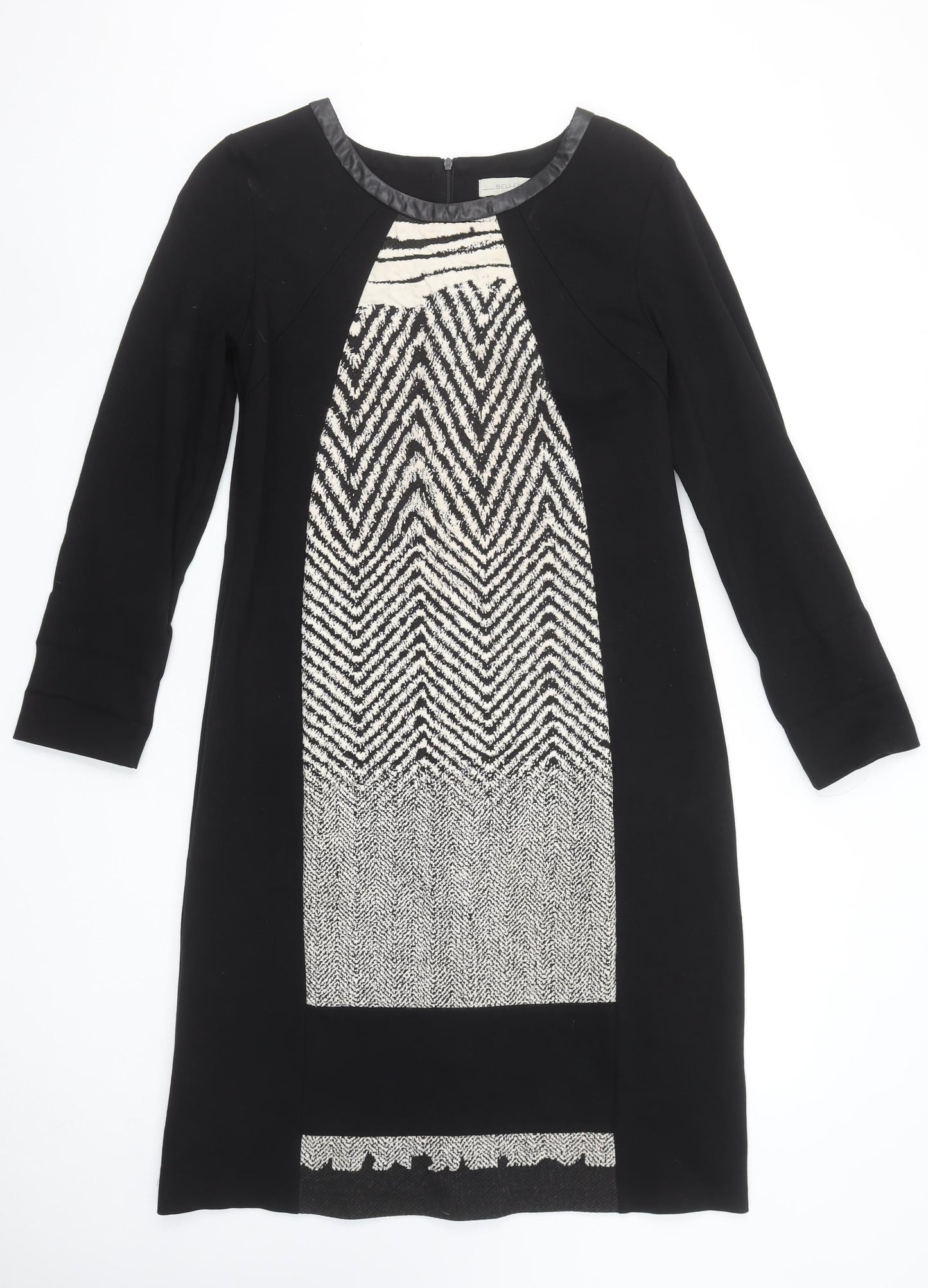 Bellenisa Women’s Black Chevron Knit Shift Dress Size 10