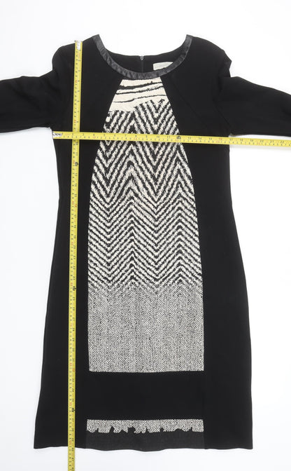 Bellenisa Women’s Black Chevron Knit Shift Dress Size 10