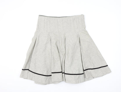 Soo Lee London Women's Grey Wool A-Line Knee Length Skirt L