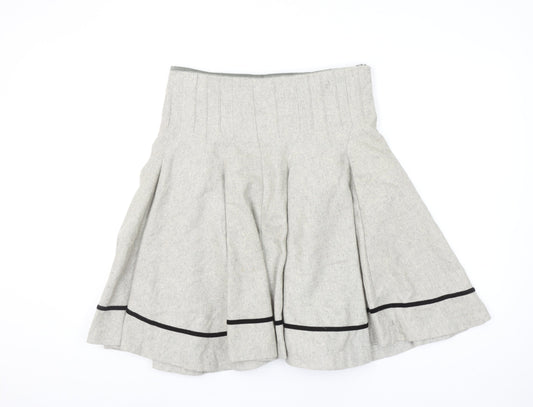 Soo Lee London Women's Grey Wool A-Line Knee Length Skirt L