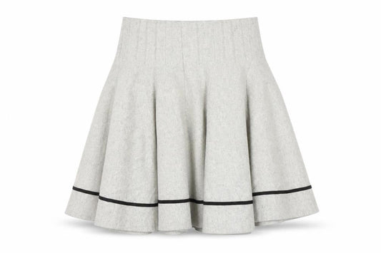 Soo Lee London Women's Grey Wool A-Line Knee Length Skirt L
