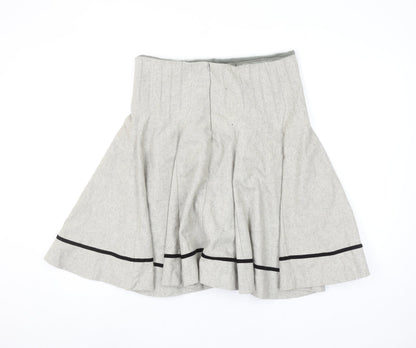 Soo Lee London Women's Grey Wool A-Line Knee Length Skirt L