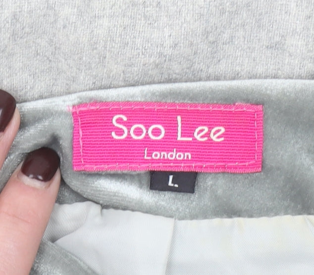 Soo Lee London Women's Grey Wool A-Line Knee Length Skirt L