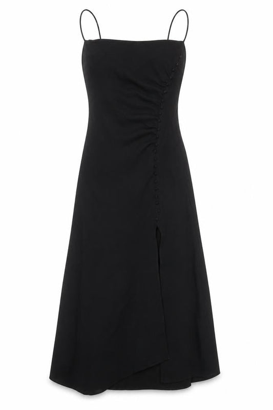 Zara Women’s Black Slip Midi Dress XS Elegant Strappy Evening Style