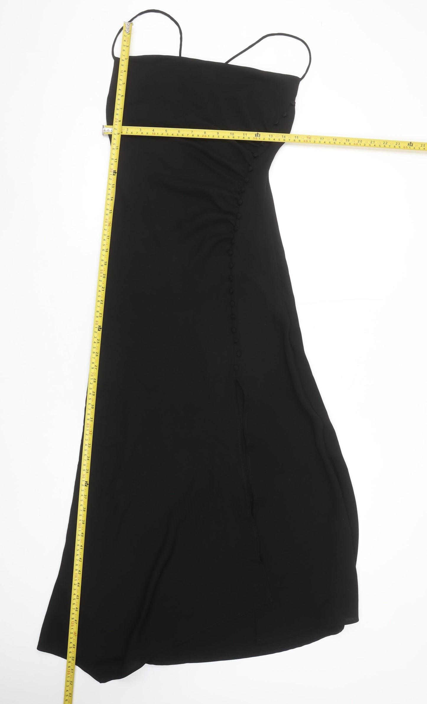Zara Women’s Black Slip Midi Dress XS Elegant Strappy Evening Style