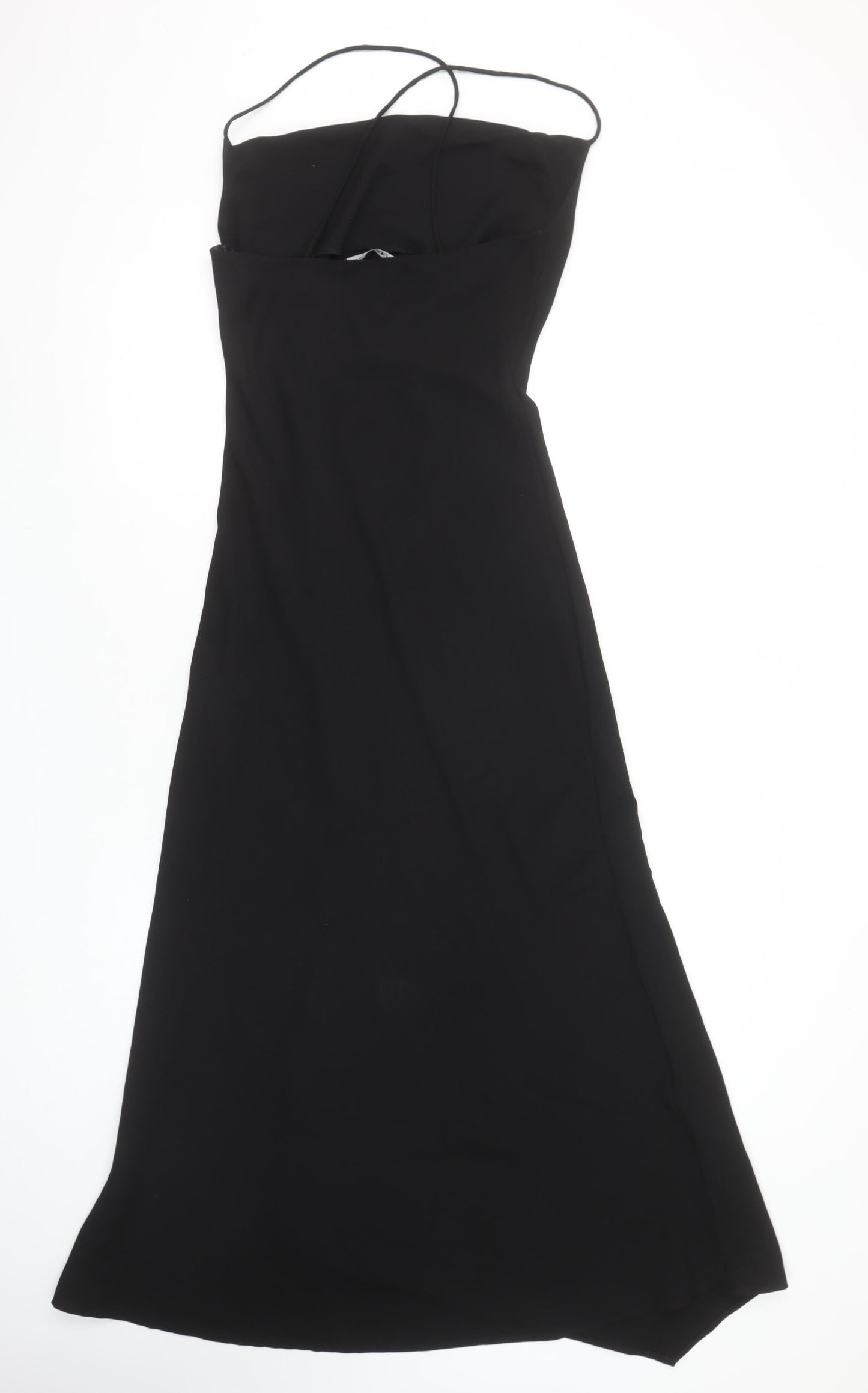 Zara Women’s Black Slip Midi Dress XS Elegant Strappy Evening Style