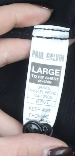Paul Galvin Men’s Black Cotton Band Collar Long Sleeve Casual Shirt L