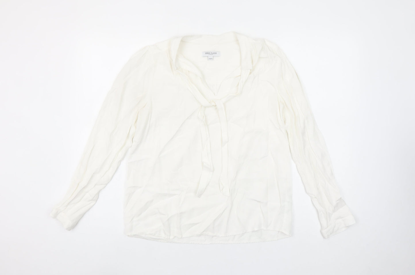 Great Plains Women’s Ivory Long Sleeve V-Neck Blouse Size 8